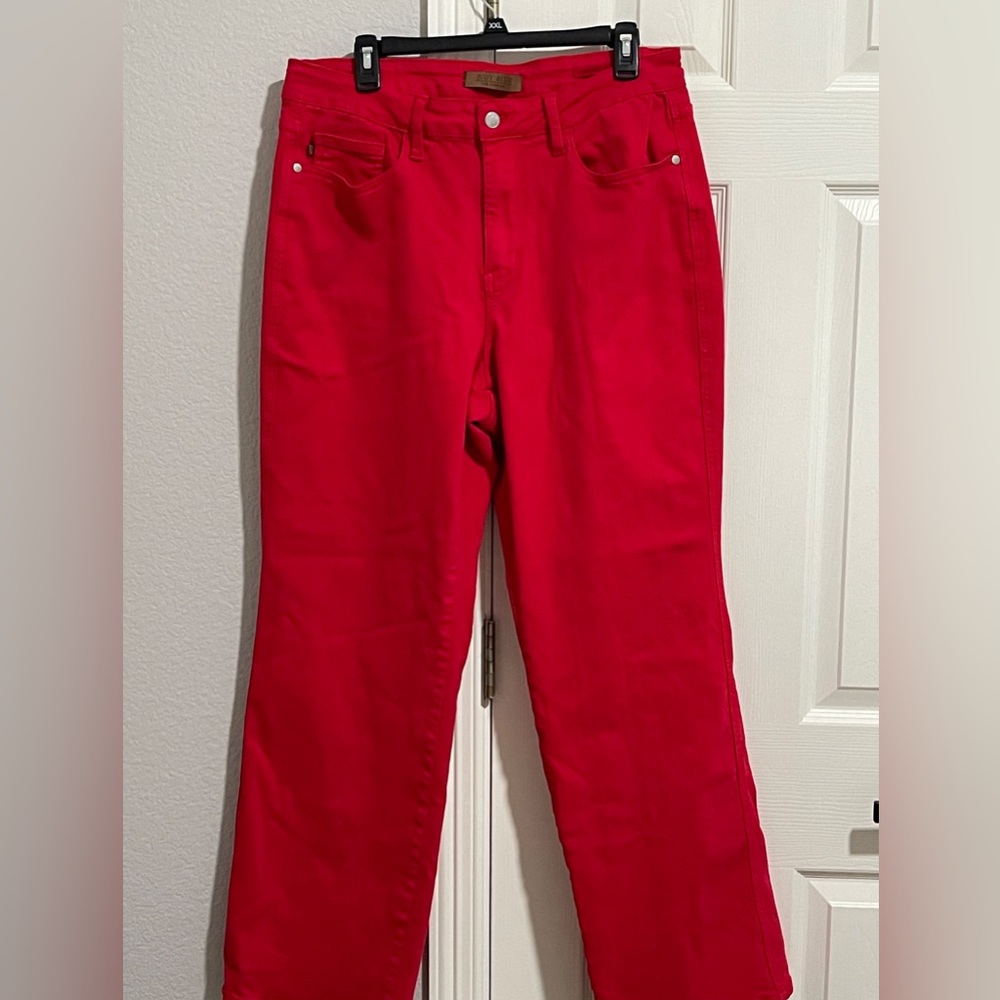 JUDY BLUE RED 90'S HIGH RISE FRAYED HEM STRAIGHT size 16w